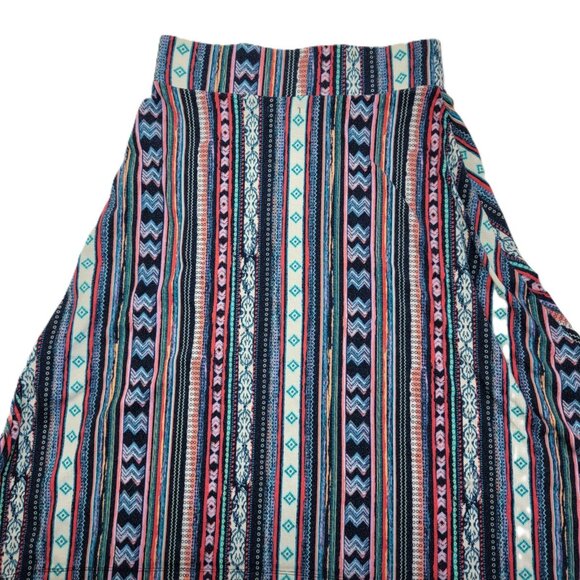 Women's Southwestern Striped Flare Skirt Size Medium Knee Length - Festival BOHO - Picture 8 of 9